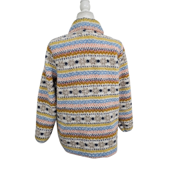 Style & Co Striped Soft Fleece Sherpa Teddy Pullover Sweater Cream Womens Large - Picture 3 of 11